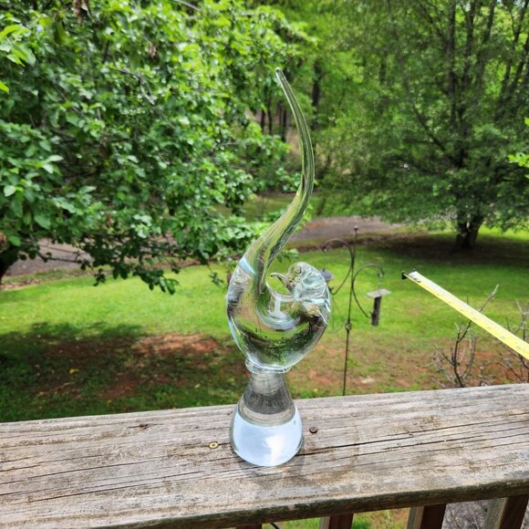 Rare Vintage Swedish? Murano? Art Glass Bird With Long Curved Tail - Clear Cryst - Picture 3 of 5